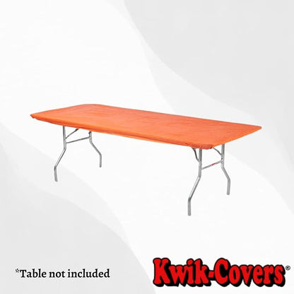 10 Pack of Rectangular Plastic Table Covers - 6' Foot or 8' Foot Options - Indoor or Outdoor Fitted Table Covers (Table NOT Included) (Orange, 30" x 96" (8' ft))