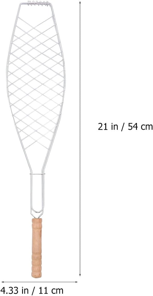 UPKOCH 4 Pcs Grill Basket, Stainless Steel Folding Fish Roasting Rack For Charcoal Grill, Barbecue Clip Net For Meat, Steak, Shrimp, Vegetables, Portable For Camping