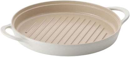 FIKA Kitchen Nonstick 10-Inch BBQ Grill Pan, Griddle with Handle, Healthy Cooking Frying Barbeque Skillet, Induction Compatible Cookware, Oven Safe, Made in Korea (10" Round)