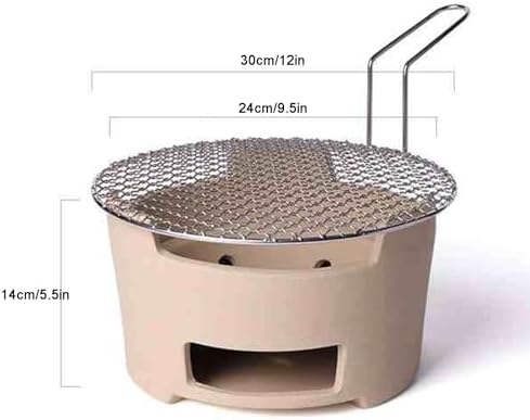 Small Japanese Style Clay Charcoal Stove, Barbecue Grill, Clay Barbecue and Tea Stove, Clay Grilling Stove with Metal Baking Sheet, for Home, Picnic, Camping(24cm 9.5in)