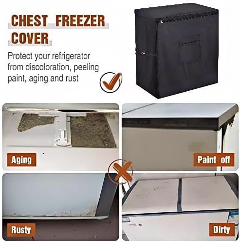 Chest Freezer Cover for Outside - Waterproof Dustproof Deep Refrigerator Covers,Fit for Patio Compact Icebox 7 Cubic Feet (44"L X 26"W X 33"H) (3.5 Cu.Ft, 21"L X 17"W X 30"H)