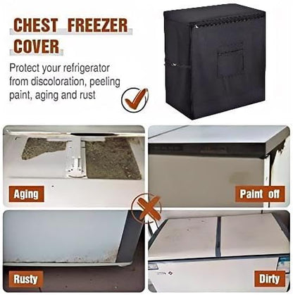 Chest Freezer Cover for Outside - Waterproof Dustproof Deep Refrigerator Covers,Fit for Patio Compact Icebox 7 Cubic Feet (44"L X 26"W X 33"H) (3.5 Cu.Ft, 21"L X 17"W X 30"H)