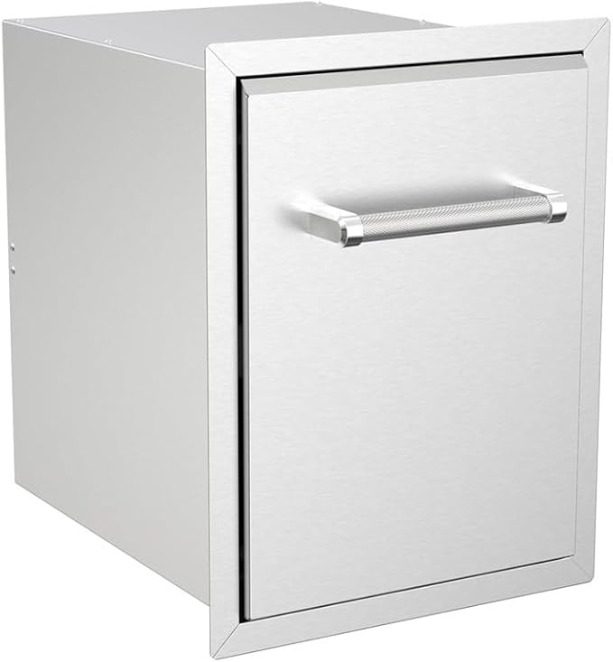 SPIRE Stainless Steel Built-in Roll-Out Trash Can, 10 Gallon Trash Bin, Perfect for Outdoor Island Kitchens, BBQs, Grilling & Cooking, 480-0002