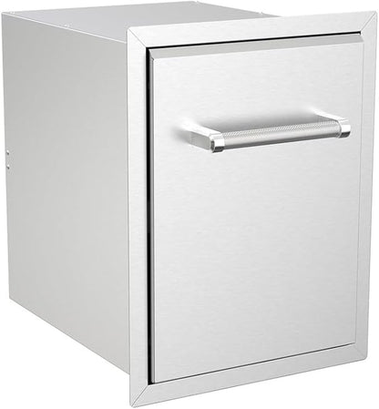 SPIRE Stainless Steel Built-in Roll-Out Trash Can, 10 Gallon Trash Bin, Perfect for Outdoor Island Kitchens, BBQs, Grilling & Cooking, 480-0002
