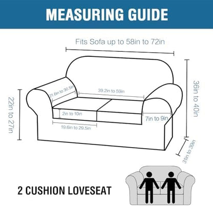 H.VERSAILTEX Real Velvet Plush 3 Piece Stretch Sofa Covers Couch Covers for 2 Cushion Couch Loveseat Covers Width Up to 72 Inch Feature Thick Soft Stay in Place (Medium Sofa, French Oak)