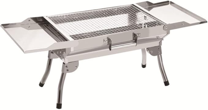 Barbecue Grill Outdoor Portable Charcoal BBQ Grill Collapsible Camping Outdoor Cooking Tools Camping Picnic(Silver)