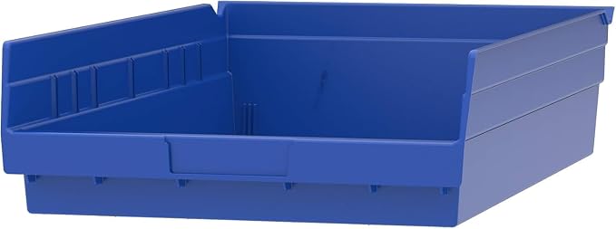 Akro-Mils 30178 Heavy Duty Plastic Shelf Bins, 18"x 11"x 4", Blue, 12-Pk | Heavy Duty Nesting Storage Bins for Garage, Closet, Refrigerator, Kitchen, Cabinet, Drawer Organization, Pantry Organization