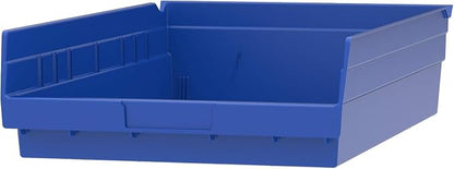 Akro-Mils 30178 Heavy Duty Plastic Shelf Bins, 18"x 11"x 4", Blue, 12-Pk | Heavy Duty Nesting Storage Bins for Garage, Closet, Refrigerator, Kitchen, Cabinet, Drawer Organization, Pantry Organization
