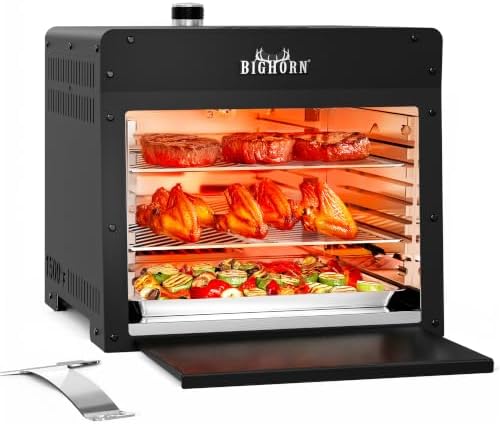 BIG HORN 1500°F Infrared Steak Grill - Portable Propane Gas Grill & Salamander Broiler for Steakhouse-Quality Searing, 16-Inch, Black