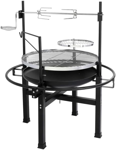 33"L X 33"W X 43"H Charcoal BBQ Grill with Cooking Area, Outdoor Cooking Grill Charcoal Trays Round Iron Spray Grill Black, Travel Grill Camping Outdoor Grill