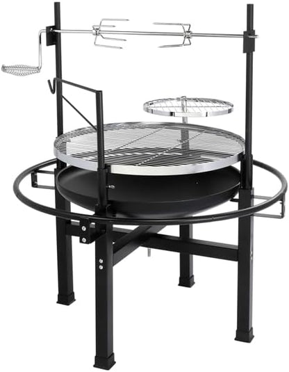 33"L X 33"W X 43"H Charcoal BBQ Grill with Cooking Area, Outdoor Cooking Grill Charcoal Trays Round Iron Spray Grill Black, Travel Grill Camping Outdoor Grill