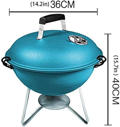IRYZE Portable Charcoal Grill Portable Charcoal Grill Outdoor BBQ Grill Backyard Cooking Stainless Round Small Barbecue Grill Stove BBQ Grill for Outdoor (Color : Blue)
