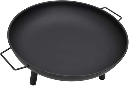 Outdoor Steel Fire Pit Bowl 26.6"x22.8"x8.9", Black Powder-Coated, Portable Patio Heater with Handles for Garden, Backyard, Camping, Wood Burning