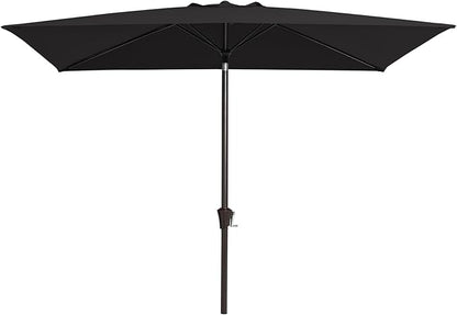 JEAREY 6.5x10ft Olefin Rectangular Patio Umbrella, Rectangle Outdoor Umbrellas with Auto Tilt Crank System, Market Table Umbrella UV Protection Fade-Resistant for Pool Deck Garden Yard, Black