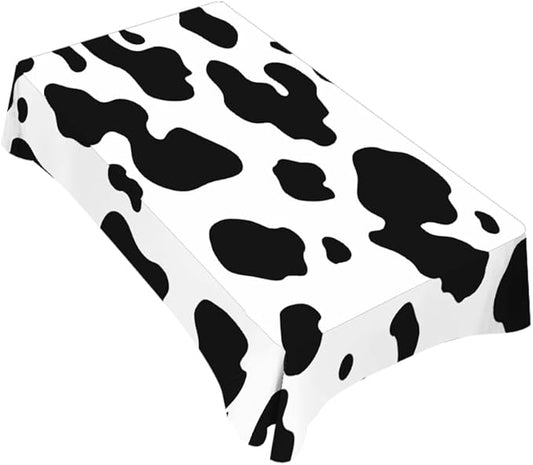 TKS MITLAN Black White Milk Cow Spots Tablecloth 60x84 Inch Rectangular Animal Skin Texture Oblong Table Cloth Kitchen Table Decorations for Home Dinner Party