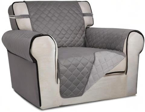 PureFit Reversible Chair Sofa Cover Dog Couch Covers for Sofa, 25.5 in | Gray/Light Gray, Water Resistant Couch Protector, Washable Pet Couch Cover with Non Slip and Elastic Straps For Kids