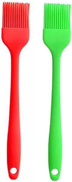 Silicone brush, Oil Brush for BBQ Kitchen Cooking Baking and Grilling (2 PCS,green&red)