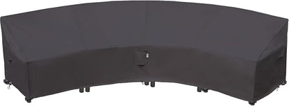 Curved Patio Furniture Cover for Outdoor Sectional Sofa, 190"(128") Reinforced Waterproof 600D Patio Couch Cover, Half Moon Lawn Outside Garden Winter Protective Cover, Storm Grey