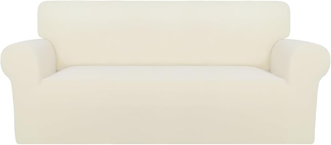 PureFit Stretch Oversized Loveseat Covers Couch Covers for Sofa Ivory