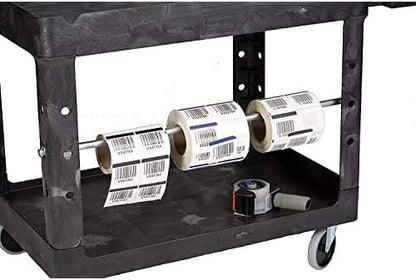 Rubbermaid Commercial Products BRUTE Heavy Duty 2-Shelf Utility/Service Cart, Medium, Lipped Shelves, Ergonomic Handle, 750 lb Capacity, Black, for Warehouse/Garage/Cleaning/Office
