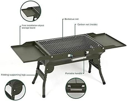 Charcoal Grill Portable Charcoal BBQ Grill Collapsible Portable Grill Camping Outdoor Cooking Tools Portable Grill BBQ Grill(Silver)