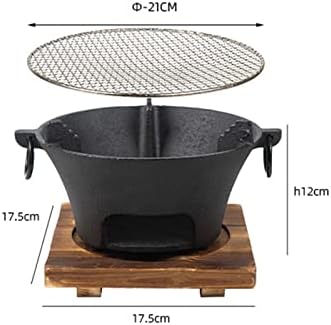 Charcoal Grill Round Firepit Bowl with Grill Grid Furnace Fireplace Wood Burning Camp Stove for BBQ Outside Cooking Hiking Picnic (S)