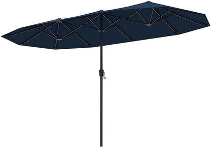 Tangkula 13 FT Large Patio Umbrella, Outdoor Double-Sided Table Market Umbrella w/Crank Handle, 12 Heavy-Duty Ribs, Sun-Protective Rectangular Twin Parasol for Garden Deck Lawn Poolside (Navy)
