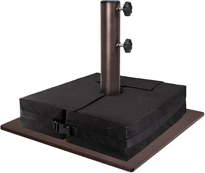 EliteShade USA Up to 160 lbs Heavy Duty Square Umbrella Base, Steel Plate Patio Umbrella Stand Holder for Outdoor Market Garden or Patio Table, Bonus 18.5" Weight Sandbag (Sand Not Included), Bronze