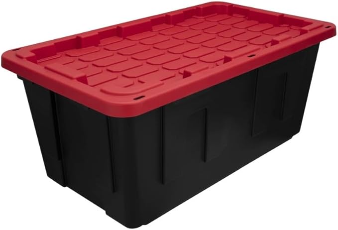 2-Pack 40 Gallon Plastic Storage Bins with Snap Lids, Stackable Storage Containers, Recycled Plastic Construction, Lockable Design with Holes for Zip Ties or Padlocks – Heavy-Duty Storage Boxes