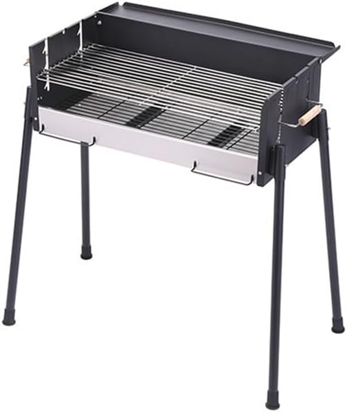 Portable Charcoal Grill for Camping BBQ Grills Outdoor Barbecue Grill Foldable Stove with Fork Utensils for Grilled Fish, Lightweight and Stable Support,LightGrey-D