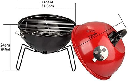 Barbecue Charcoal Grill Round Barbecue Grill with Lid Folding Portable Small Outdoor Charcoal BBQ Grill for Outdoor Cooking Picnic Charcoal BBQ Grill