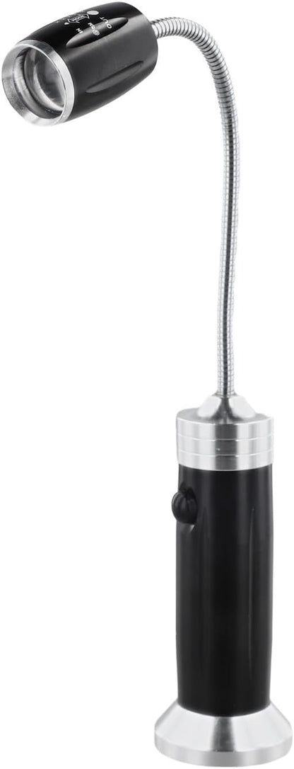 Adjustable Rotating Grill Light, Magnetic LED Work Lamp for Camping BBQ, 360 Degree Flexible Aluminum Alloy Lantern with Base, for battery Operated(black)