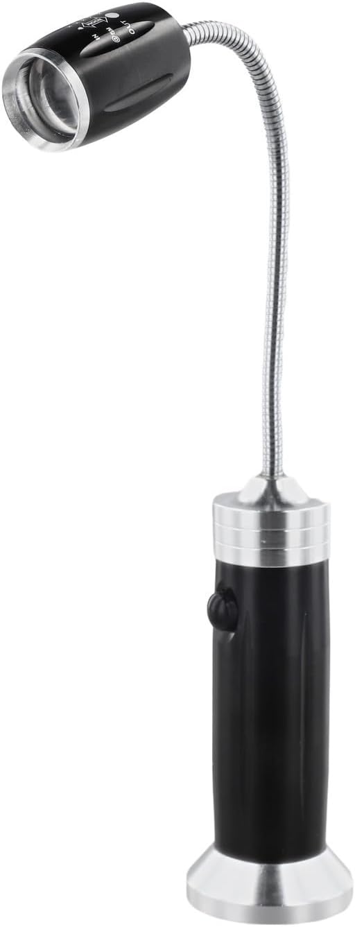 Adjustable Rotating Grill Light, Magnetic LED Work Lamp for Camping BBQ, 360 Degree Flexible Aluminum Alloy Lantern with Base, for battery Operated(black)
