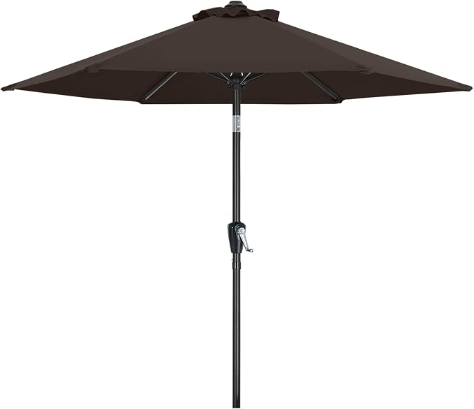 MASTERCANOPY 7.5ft Patio Umbrella with Tilt & Crank, Brown | 6 sturdy ribs;UV/water resistant;Vent;easy setup;for garden/deck/backyard/pool