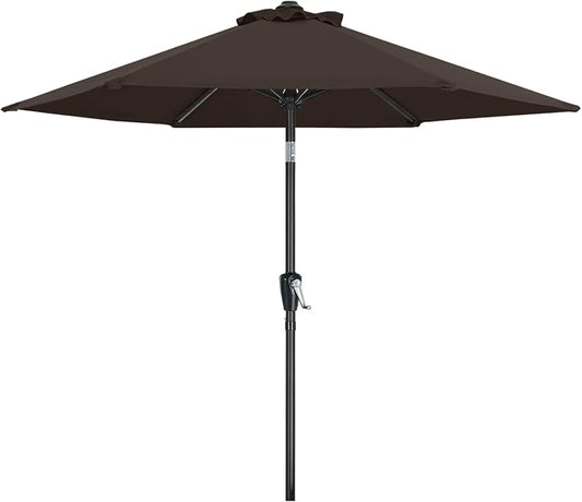 MASTERCANOPY 7.5ft Patio Umbrella with Tilt & Crank, Brown | 6 sturdy ribs;UV/water resistant;Vent;easy setup;for garden/deck/backyard/pool