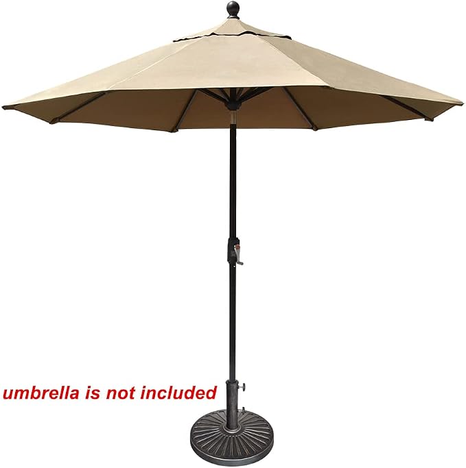 EliteShade USA 18" Patio Umbrella Base Stand, 30LBS Heavy Duty Cast Resin Rust-Free Outdoor Umbrella Holder with 2 Adjustable Knobs for Backyard, Deck, Lawn, Poolside Fits 1.5"-1.9" Poles, Bronze