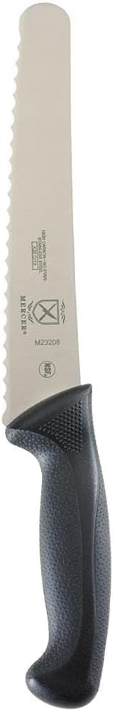 Mercer Culinary M23208 Millennia Black Handle, 8-Inch Wavy Edge Wide, Bread Knife