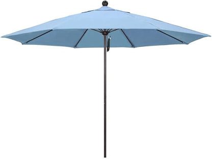 California Umbrella 11' Rd. Venture Series Contract Grade Patio Umbrella, Pulley Open, Bronze Finish, Sunbrella Air Blue
