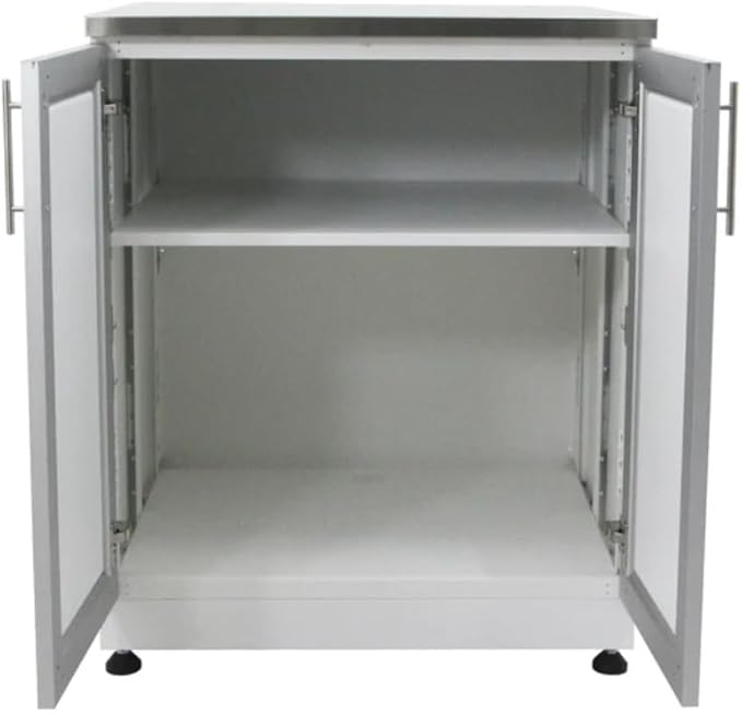 Blue Sky Outdoor Living, OKC3026WSD2W, White Shaker 2-Door Outdoor Kitchen Cabinet – Weather-Resistant Galvanized Steel Modular Base – Durable Patio and Backyard Storage