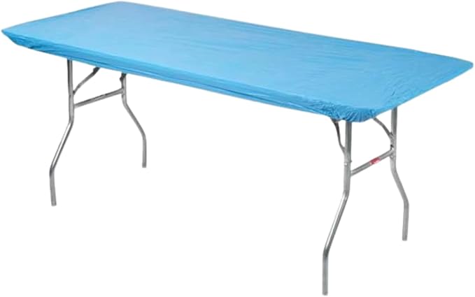 6' Rectangle Plastic Table Covers 30" x 72", Bundle of 5 (Light Blue)