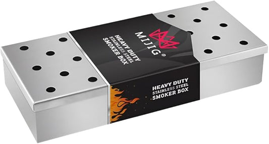 Smoker Box - Heavy Duty Stainless Steel Wood Chip Smoker for Gas & Charcoal Grills, Even Heat Vent Design, for Meat, Fish and More.