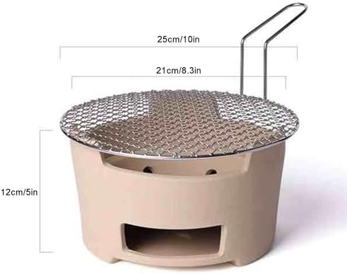 Small Japanese Style Clay Charcoal Stove, Barbecue Grill, Clay Barbecue and Tea Stove, Clay Grilling Stove with Metal Baking Sheet, for Home, Picnic, Camping(21cm 8.3in)