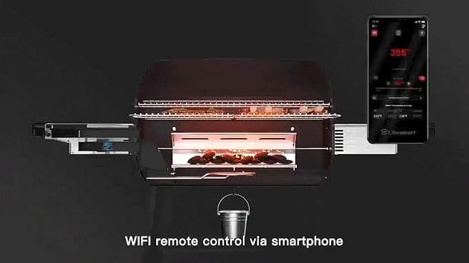 LifeSmart WiFi Controlled Smart-Temp Grill: Automatic Electric Ignition Charcoal BBQ with App-Enabled Precision Temperature Control & 800°F Searing Mode - 750 sq. in. Cooking Surface