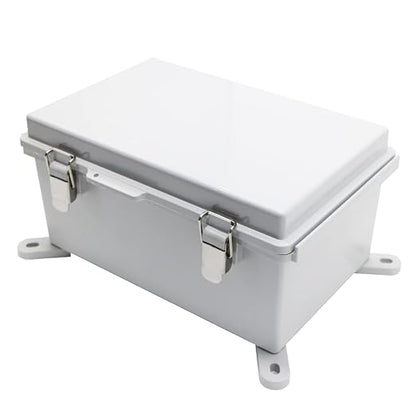 Clear Hinged Cover Stainless Steel Latch, IP67 Waterproof Electrical Weatherproof Junction Box, PVC Plastic Grey Case 11.4×7.5×5.5 inch（290×190×140mm）