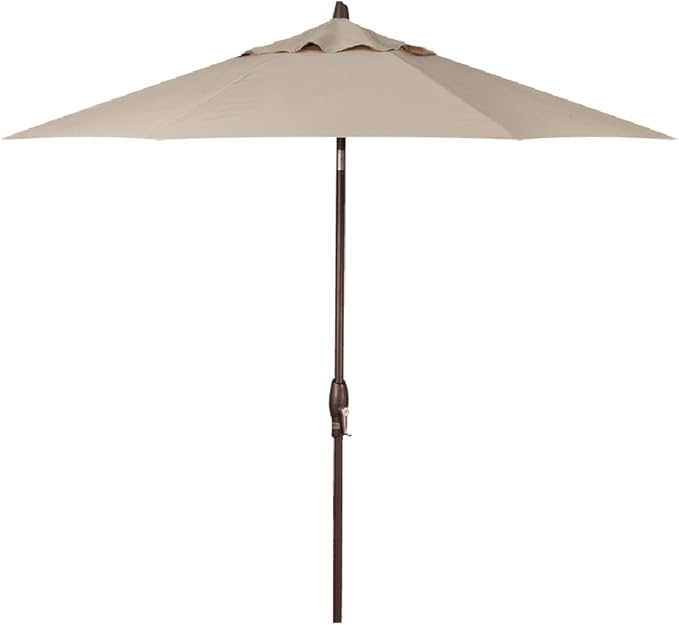 Treasure Garden 9ft Patio Umbrella - Outdoor Furniture Market Umbrella – Deluxe Auto-Tilt – Bronze Aluminum Frame (Sunbrella, Antique Beige)