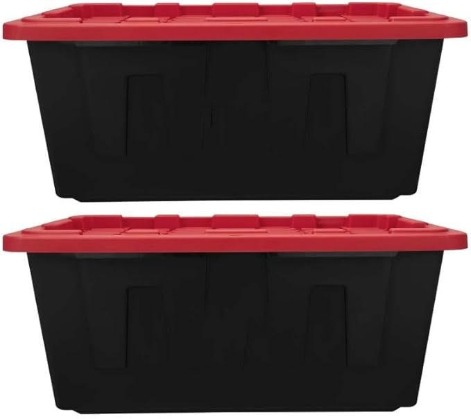 2-Pack 40 Gallon Plastic Storage Bins with Snap Lids, Stackable Storage Containers, Recycled Plastic Construction, Lockable Design with Holes for Zip Ties or Padlocks – Heavy-Duty Storage Boxes