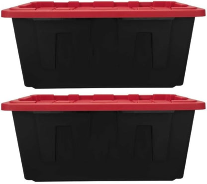2-Pack 40 Gallon Plastic Storage Bins with Snap Lids, Stackable Storage Containers, Recycled Plastic Construction, Lockable Design with Holes for Zip Ties or Padlocks – Heavy-Duty Storage Boxes
