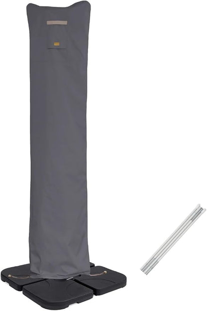 Patio Umbrella Cover for 9ft to 13ft Offset Umbrella, Water Resistant, Curved Cantilever and Straight Pole Parasol Outdoor Umbrellas Cover with Zipper and Rod