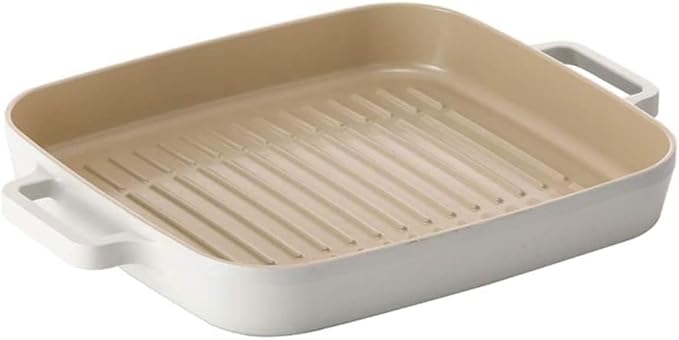 FIKA Kitchen Nonstick BBQ Grill Pan with Handle, Healthy Cooking Ceramic Coating Griddle Pan, Induction Compatible Barbeque Skillet, Dishwasher & Oven Safe, Made in Korea (11" X 9.8")