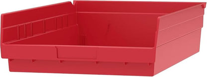 Akro-Mils 30178 Heavy Duty Plastic Shelf Bins, 18"x 11"x 4", Red, 12-Pk | Heavy Duty Nesting Storage Bins for Garage, Closet, Refrigerator, Kitchen, Cabinet, Drawer Organization, Pantry Organization